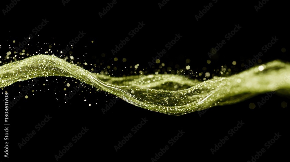 Fototapeta premium Abstract Golden Liquid Wave Flowing on Black Background