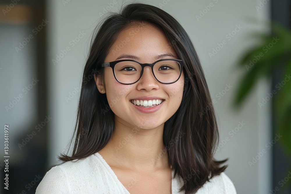 Portrait of a Smiling Young Asian Woman Wearing Glasses Happy Cheerful Positive Expression Attractive Female Model Headshot Professional Business Portrait of a Smiling Young Asian Woman Wearing Glasses Happy Cheerful Positive Expression Attractive Female Model Headshot Professional Business