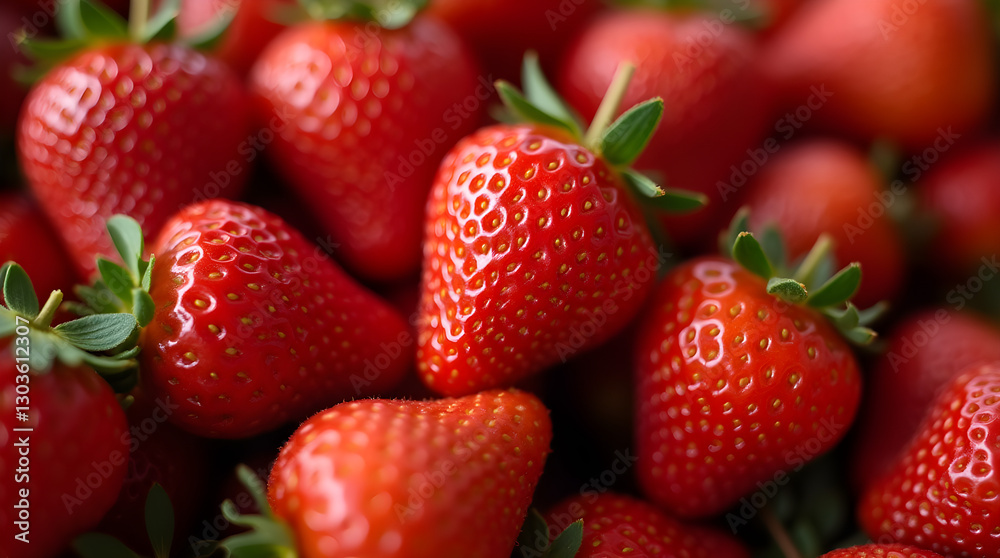 Glossy Fresh Ripe Juicy Red Strawberries Macro Photography Glossy Fresh Ripe Juicy Red Strawberries Macro Photography
