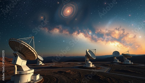 Satellite Dishes Under Starry Sky photo