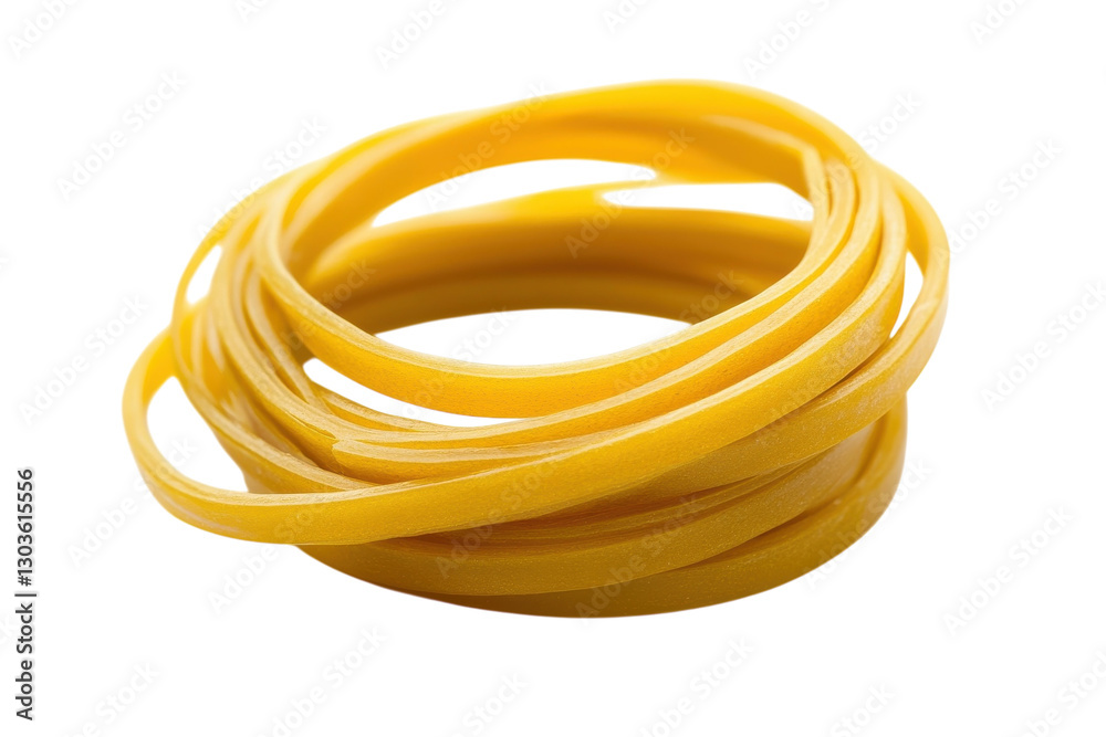 Neatly coiled yellow rubber bands on a clean white background for a minimalist vibe isolated on transparent background Neatly coiled yellow rubber bands on a clean white background for a minimalist vibe isolated on transparent background