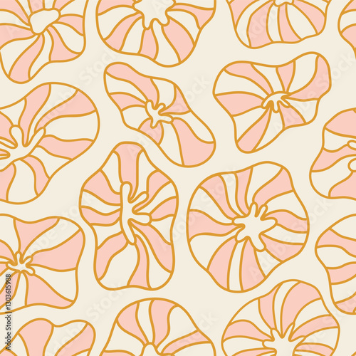 Vector pink, gold and ivory flower seamless pattern. These floral scrunchies are perfect for any modern project! 