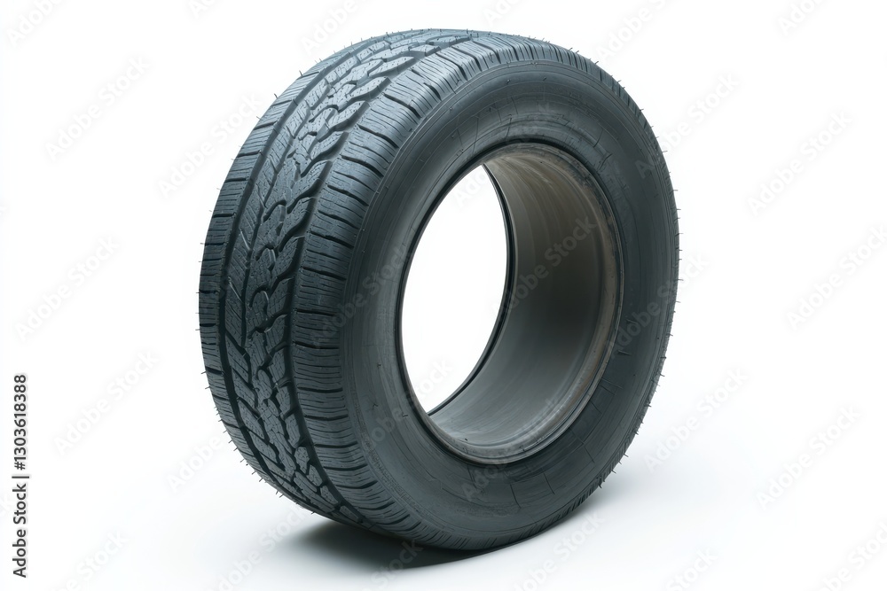 A close-up view of a worn-out tire showcasing intricate tread patterns on a white backdrop isolated on transparent background A close-up view of a worn-out tire showcasing intricate tread patterns on a white backdrop isolated on transparent background