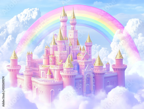 Castello delle favole. Con arcobaleno. photo