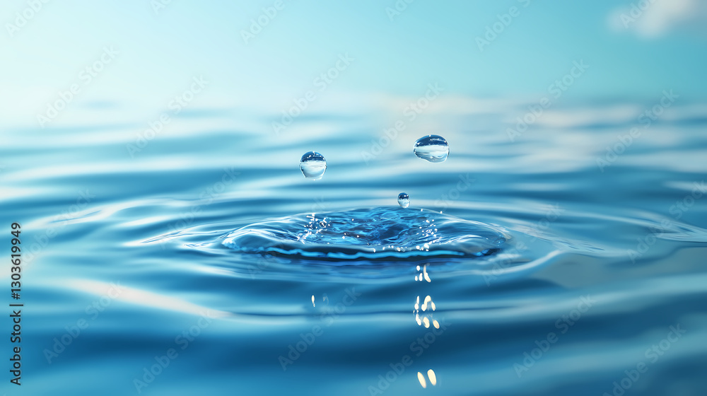 A cluster of water drops on the surface of a calm lake on a clear blue day, clear, serene, reflection. Reflection - Mirror. Illustration A cluster of water drops on the surface of a calm lake on a clear blue day, clear, serene, reflection. Reflection - Mirror. Illustration