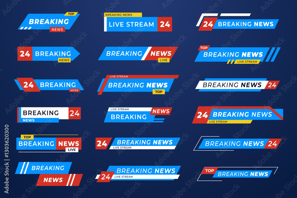 Ταπετσαρία Breaking news banners with modern typography and bold colors