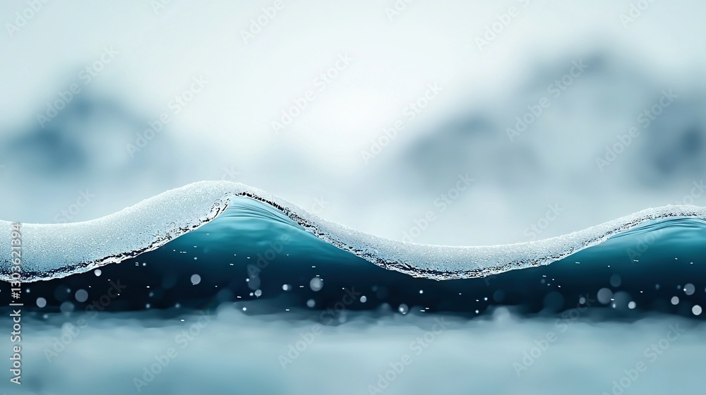Φωτογραφία Close-up of a snowy wave on a body of water with mountainous background