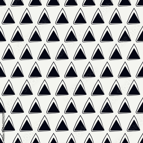 Triangle motif minimal geometric print. Paint brush seamless pattern. Freehand design background. Trendy handdrawn modern simple geo ornament. Artistic hand drawn abstract vector wallpaper
