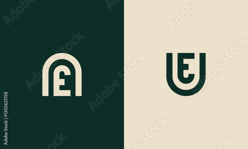 nE or Eu monogram logo design
