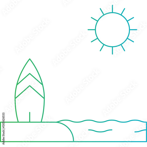 Beach single vector icon illustration