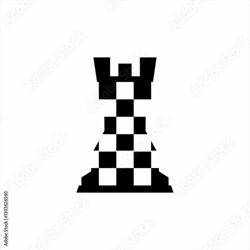 Rook logo design with chess board concept.
