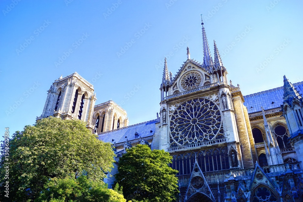 Fototapeta premium Notre-Dame de Paris vue de l'extérieur 