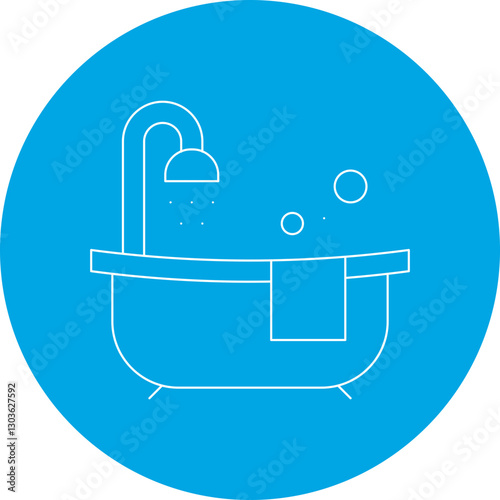 Bath Tub single vector icon illustration
