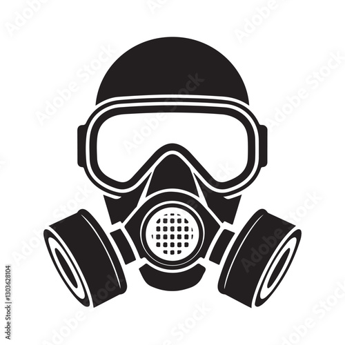 Gas mask silhouette, gas mask icon vector illustration
