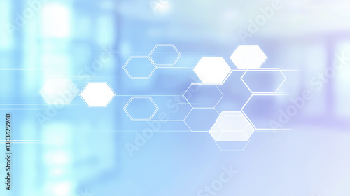 Medical background with abstract blue medical background with technology icons. Concept of artificial intelligence in healthcare, robotic surgery and futuristic treatment. Copy space.