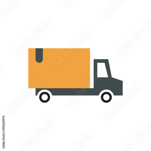 Distribution truck flat icon vector illustration. Delivery transportation icon, shipping vehicle, logistic transportation vector illustration. 