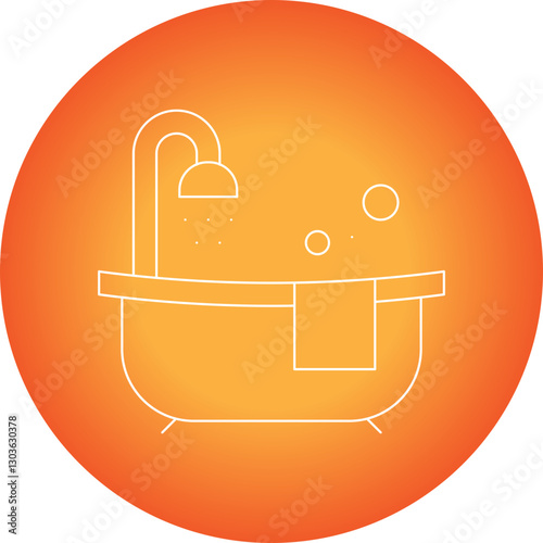 Bath Tub single vector icon illustration
