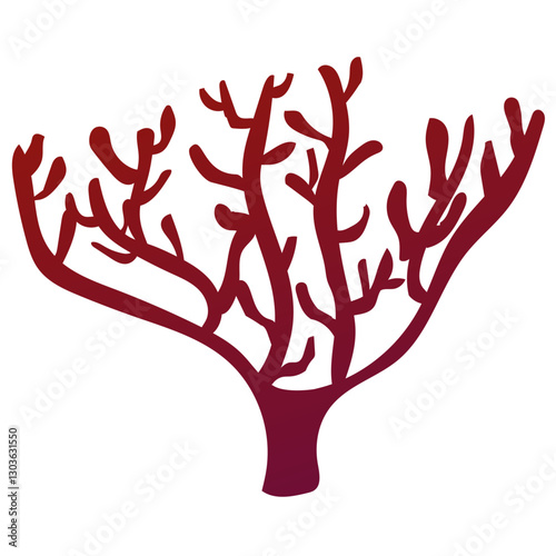 Red coral. Underwater inhabitant. Inhabitant of the ocean floor. Marine animal. Vector illustration isolated on white background.
