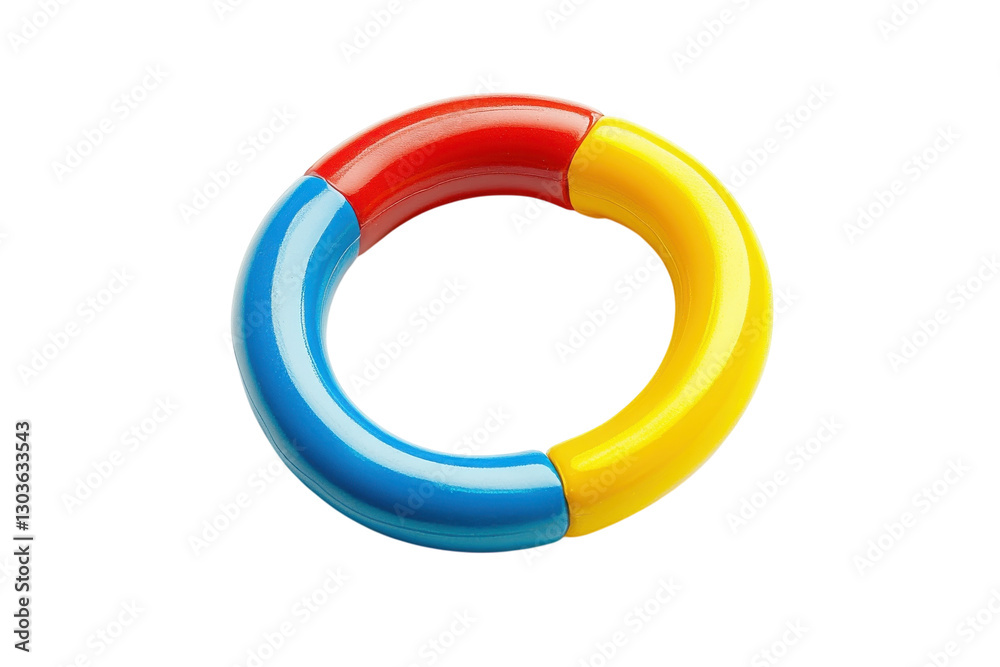 Vibrant interlocking rings bring joy to playtime for infants in a sunny nursery setting isolated on transparent background