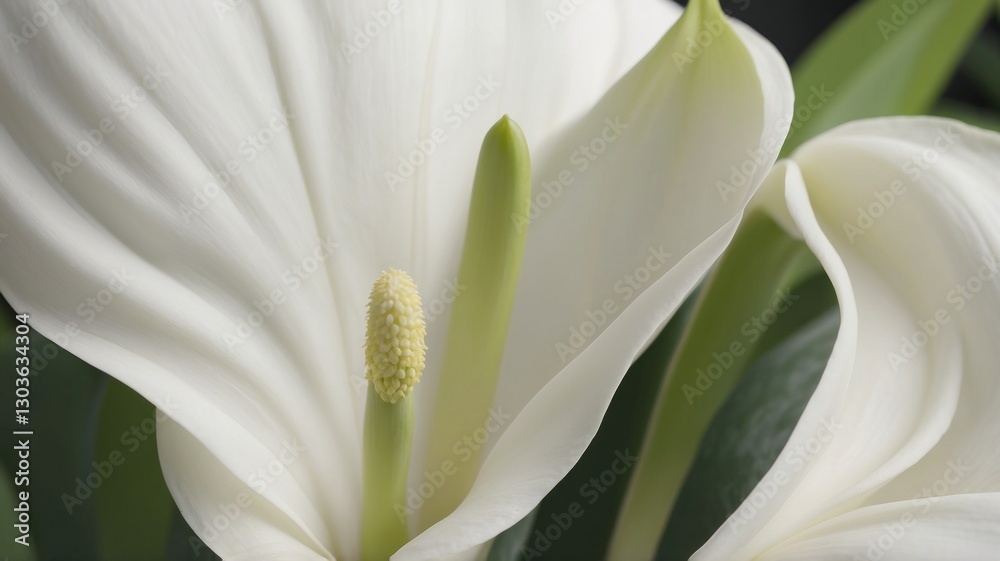 Obraz premium Close-up of a pristine white flower with delicate petals and vibrant green center, ideal for na