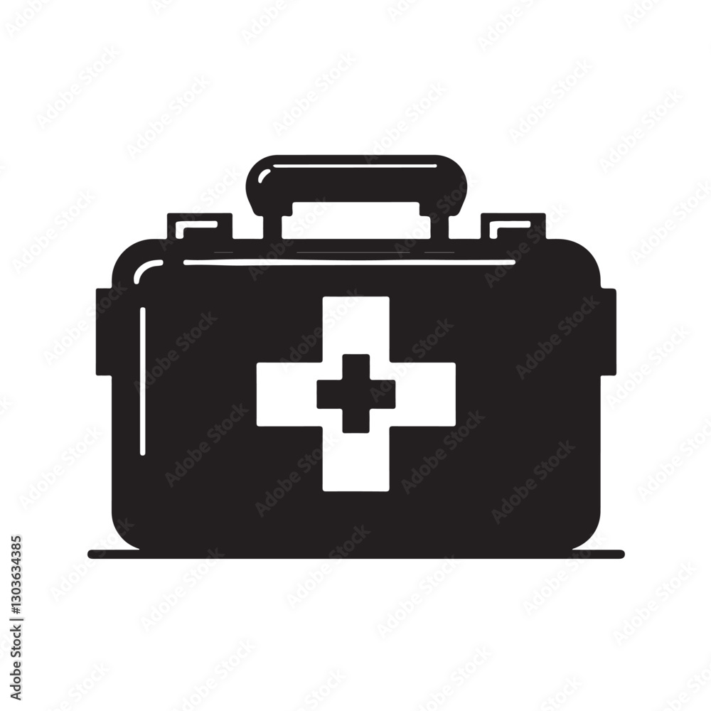 Fototapeta premium First aid kit vector icon with a medical cross on white background