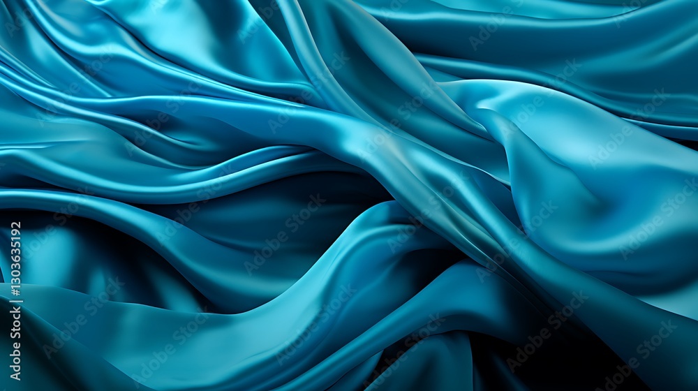 Obraz premium Abstract Teal Silk Drapery: A Luxurious Texture