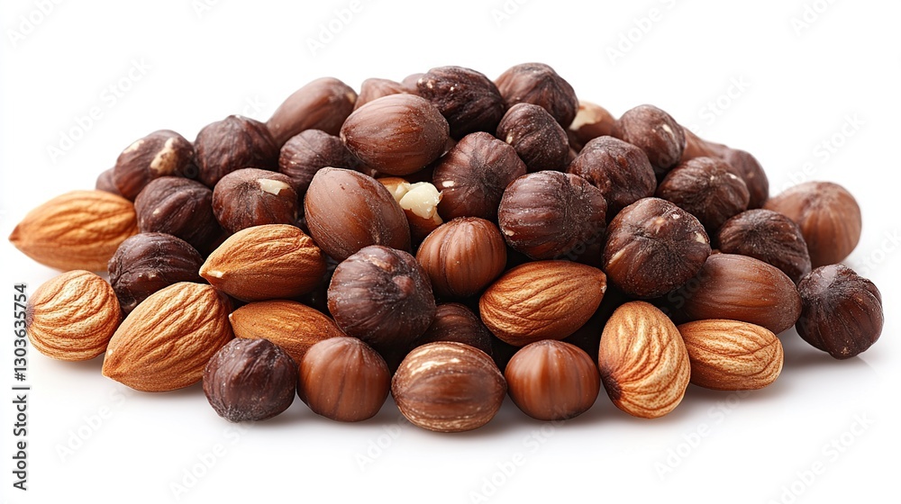 Mixed nuts pile on white background Mixed nuts pile on white background