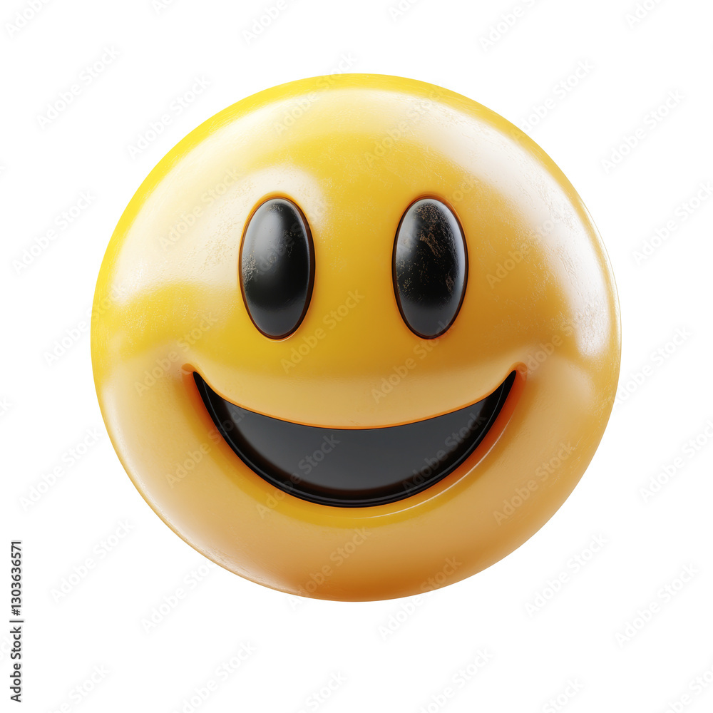 Fototapeta premium Bright yellow smiley face symbol expressing happiness and joy in a playful design