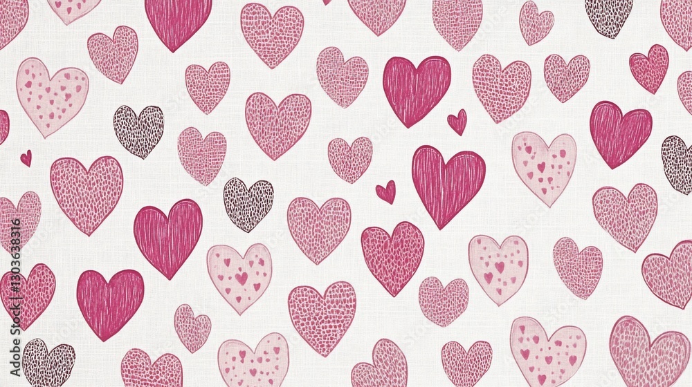 A pattern of colorful hearts on a light background. A pattern of colorful hearts on a light background.