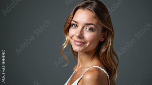 young woman poses studio