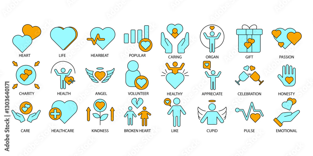 Heart icons set . Heart pack symbol vector elements for infographic web