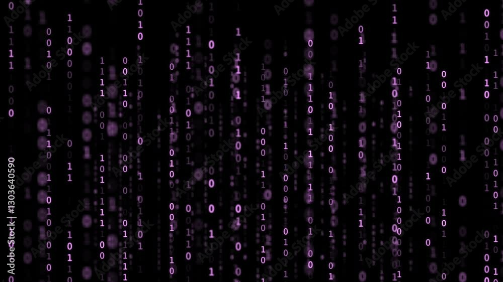 Purple Binary code Background. Digital and Secure Data Concept. Technology animation Purple Binary code Background. Digital and Secure Data Concept. Technology animation