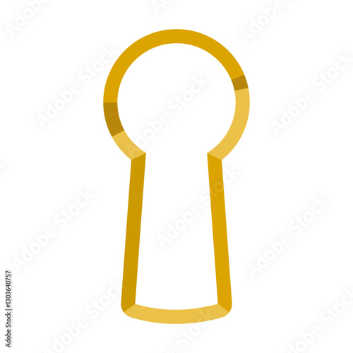 Realistic keyhole icon in brass colour vector