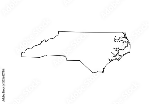 North Carolina Outline: A Minimalist Line Art Map