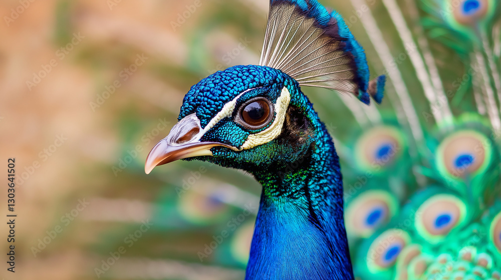  Peacock Displaying Feathers Closely with Vibrant Colors
