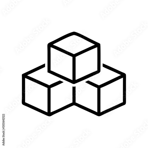 Stacked Cubes Line Icon for Logistics, Warehousing, and 3D Design Applications