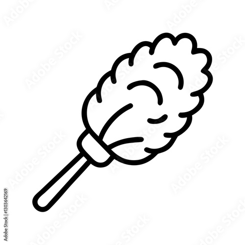 Simple Line Art Icon of a Feather Duster for Dusting and House Cleaning, Great for Home Maintenance Graphics