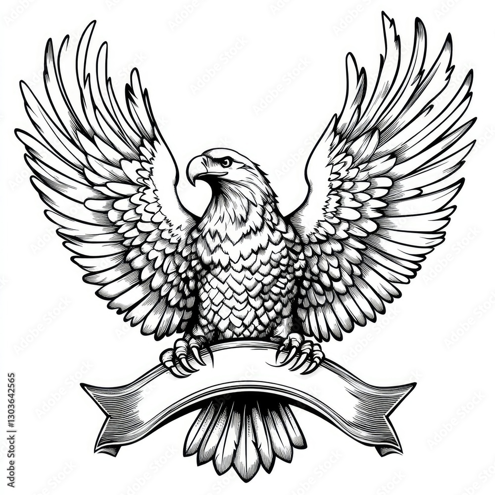 Obraz premium Eagle with Banner - Graphic Design