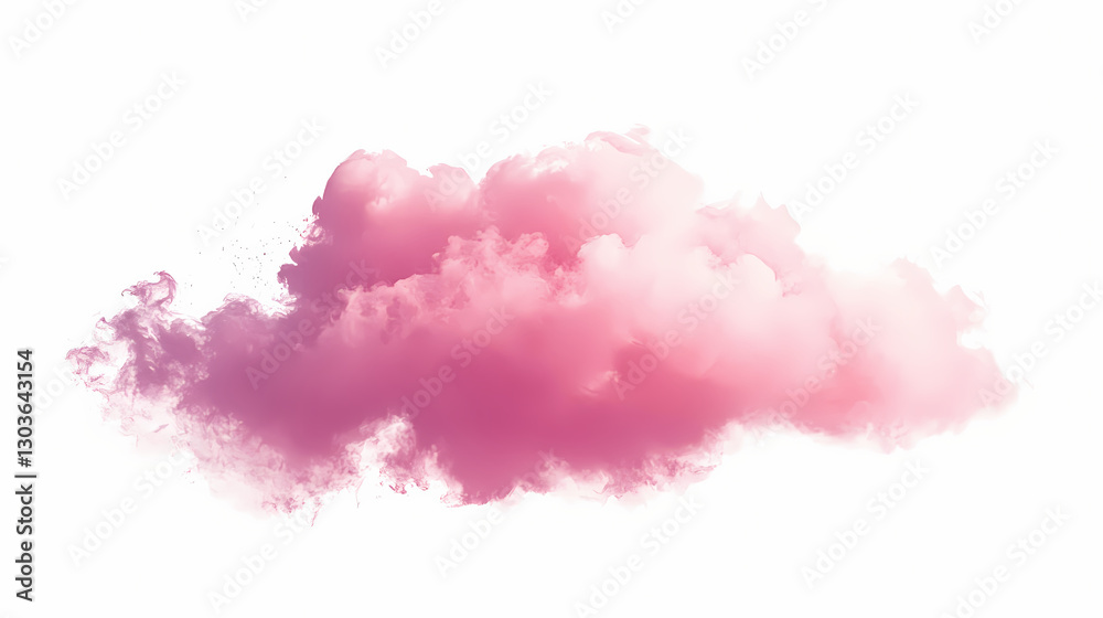 A fluffy pink cloud floats serenely against a clear white background, invoking feelings of tranquility, softness, and the gentle beauty of nature's wonders. Wonderment - Forest. Illustration A fluffy pink cloud floats serenely against a clear white background, invoking feelings of tranquility, softness, and the gentle beauty of nature's wonders. Wonderment - Forest. Illustration
