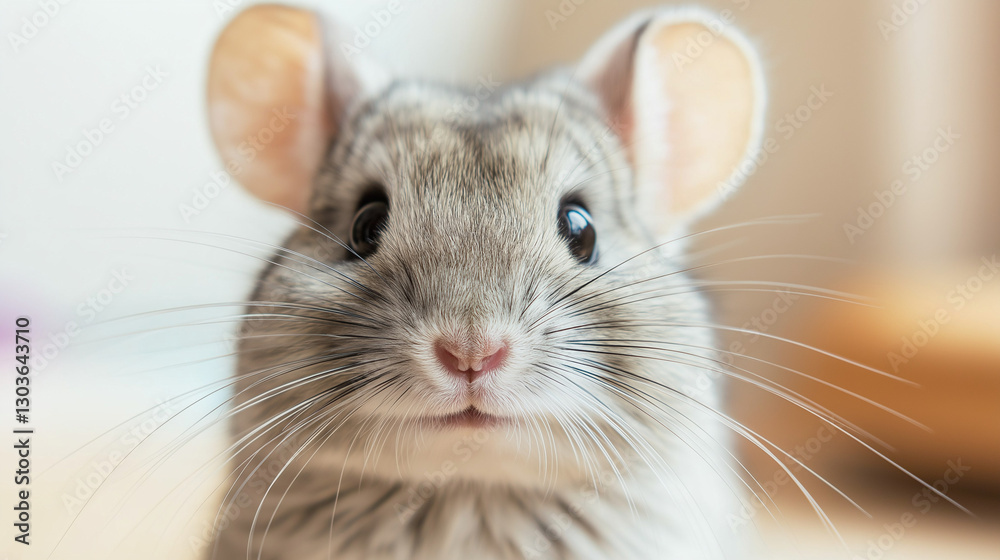 Chinchilla Munching Closely with Gentle Expression Chinchilla Munching Closely with Gentle Expression