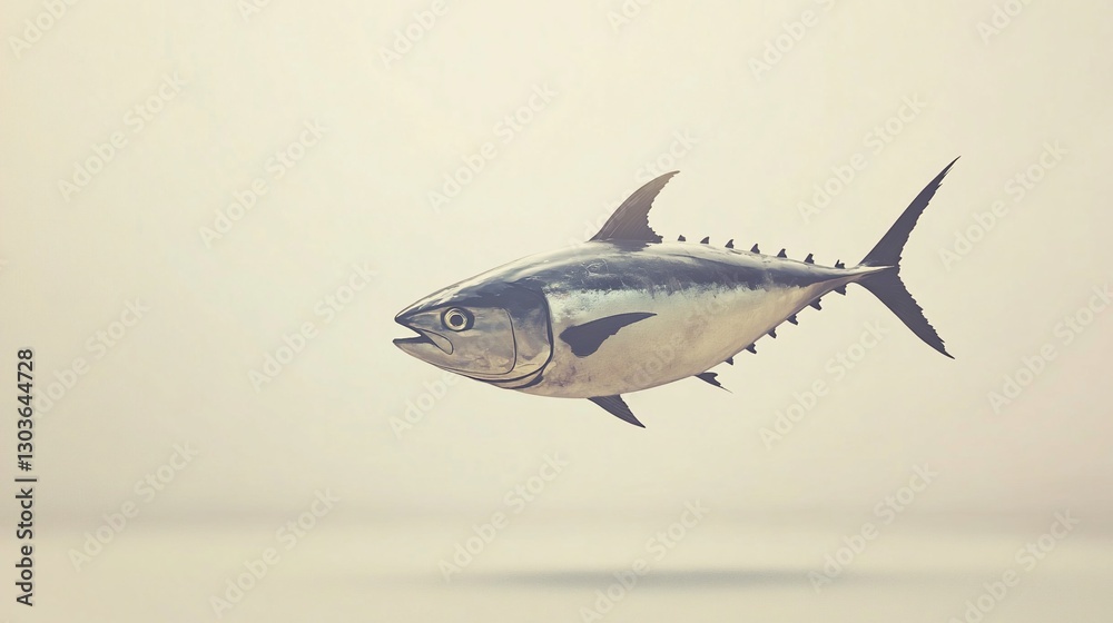 Fototapeta premium A realistic depiction of a swimming fish in a minimalist setting.