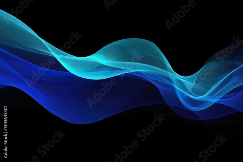 A futuristic background of glowing light blue and green lines, data particles flowing in the air. Streaming data. Data Flow.