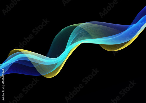 A futuristic background of glowing light blue and green lines, data particles flowing in the air. Streaming data. Data Flow.