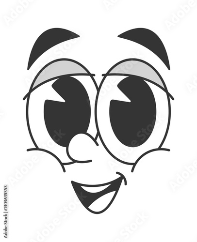 Happy smiling doodle face caricature