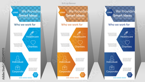 Roll up banner design template,Business Roll Up Banner stand vector creative design,pull up design, modern x-banner, rectangle size.  