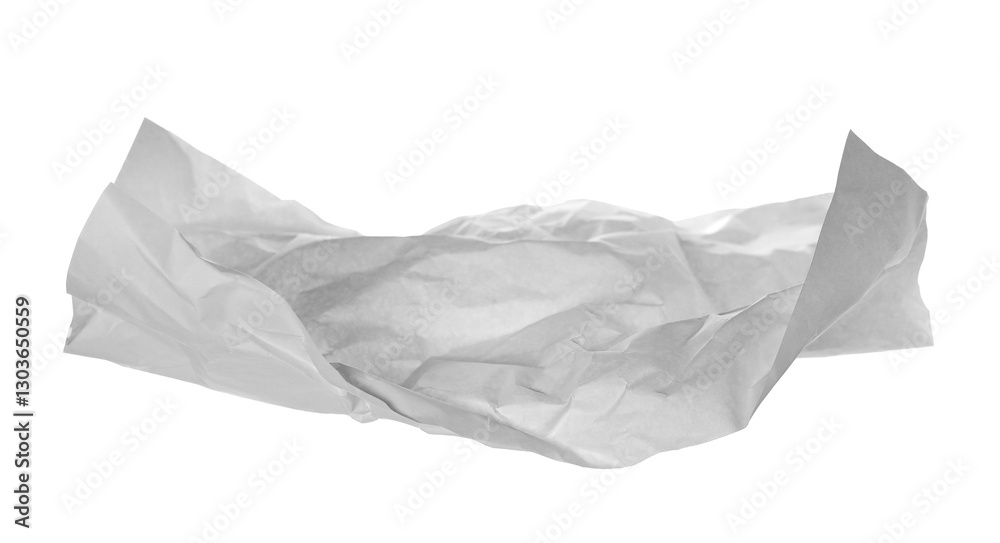 Naklejka premium White crumpled paper flying, sheet falls and twists isolated on white, clipping path