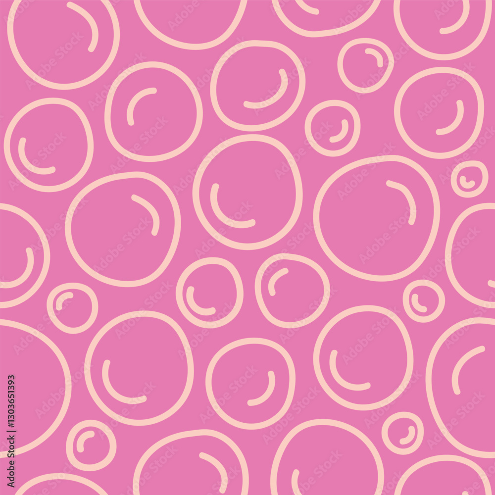 Bubbly vector repeat pattern with pink bubbles. Perfect for packaging design. Bubbly vector repeat pattern with pink bubbles. Perfect for packaging design.
