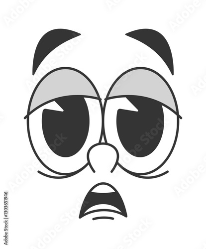Tired exhausted expressive eyes caricature