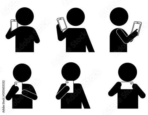 スマホを使う人たちのピクトグラムセット