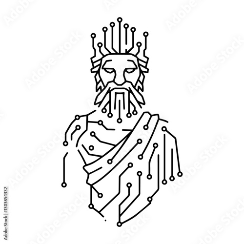 king Zeus interconnected printed circuit lines board, vector technology logo